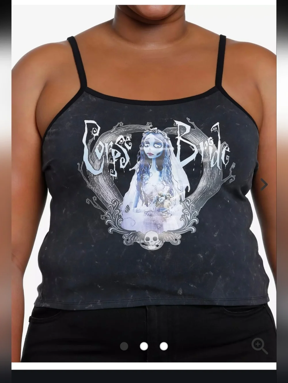 Corpse Bride Emily Mineral Wash Girls Crop Cami - Picture 1 of 4